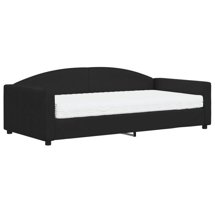 Pat de zi cu saltea, negru, 100x200 cm, textil - WALTI WALTI