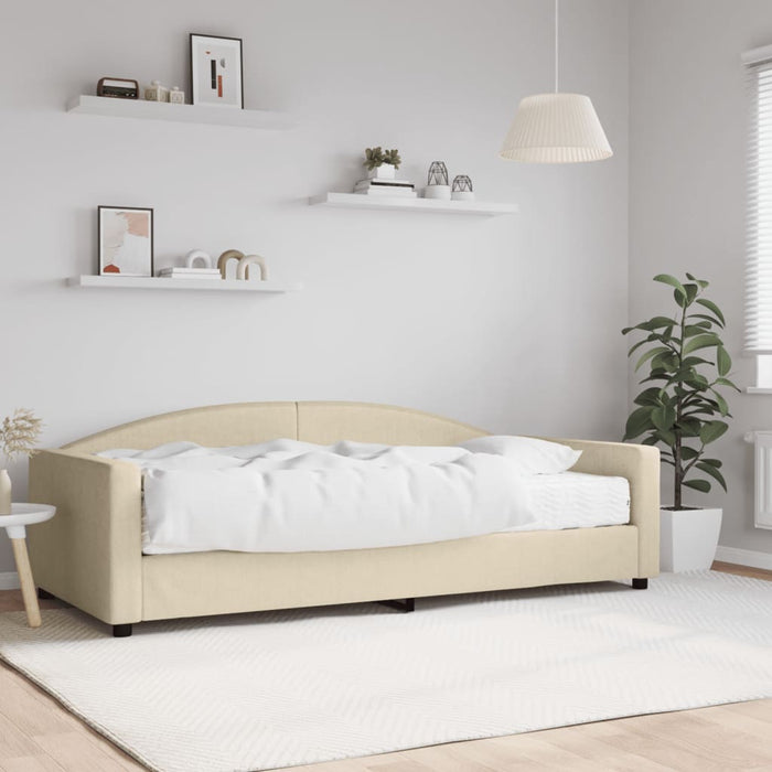 Pat de zi cu saltea, crem, 100x200 cm, textil - WALTI WALTI