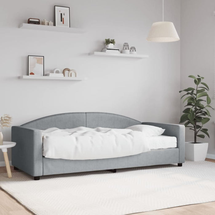 Pat de zi cu saltea, gri deschis, 90x190 cm, textil WALTI