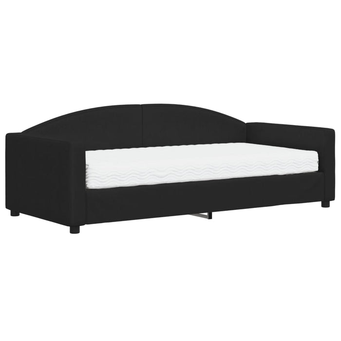 Pat de zi cu saltea, negru, 90x190 cm, textil - WALTI WALTI