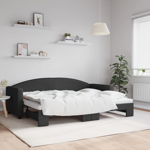 Pat de zi cu extensie, negru, 80x200 cm, textil - WALTI WALTI