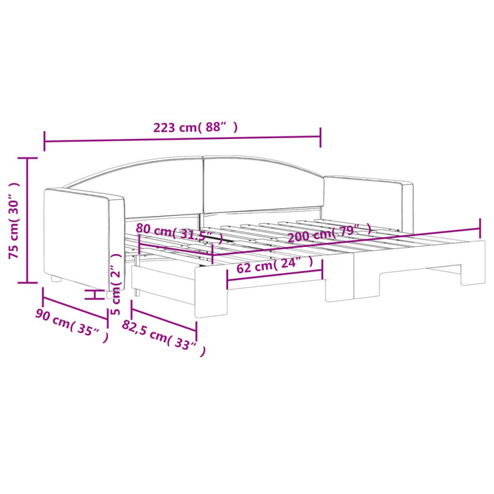 Pat de zi cu extensie, crem, 80x200 cm, textil - WALTI WALTI