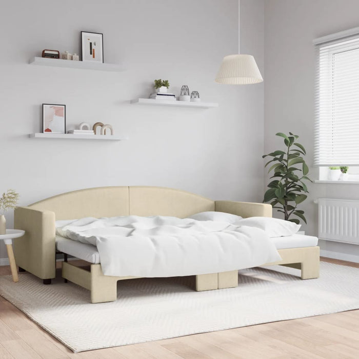 Pat de zi cu extensie, crem, 80x200 cm, textil - WALTI WALTI
