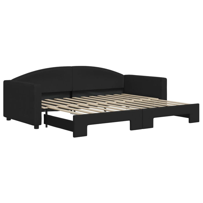 Pat de zi cu extensie, negru, 90x200 cm, textil - WALTI WALTI