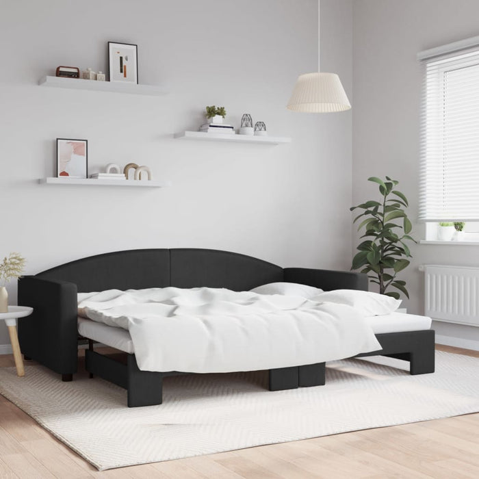 Pat de zi cu extensie, negru, 90x200 cm, textil - WALTI WALTI