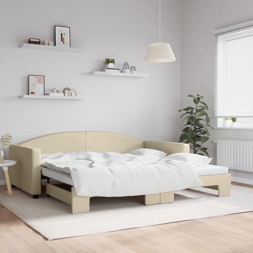 Pat de zi cu extensie, crem, 100x200 cm, textil - WALTI WALTI