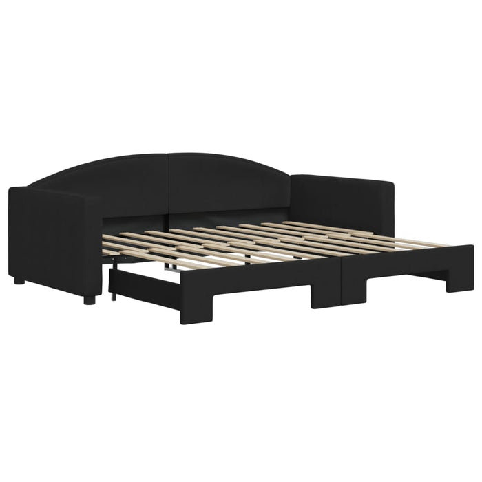 Pat de zi cu extensie, negru, 90x190 cm, textil - WALTI WALTI