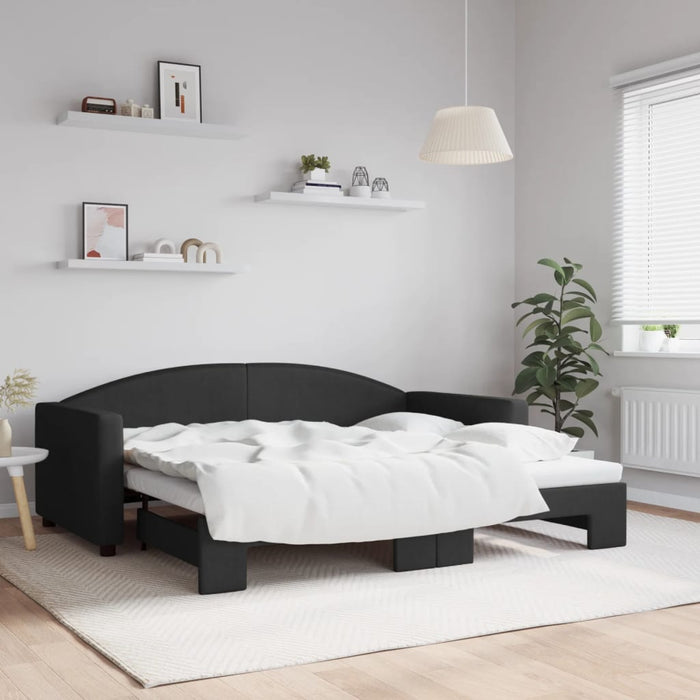 Pat de zi cu extensie, negru, 90x190 cm, textil - WALTI WALTI
