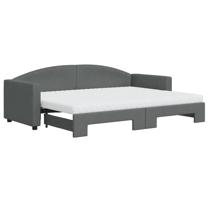 Pat de zi cu extensie și saltele, gri închis, 80x200 cm, textil - WALTI WALTI