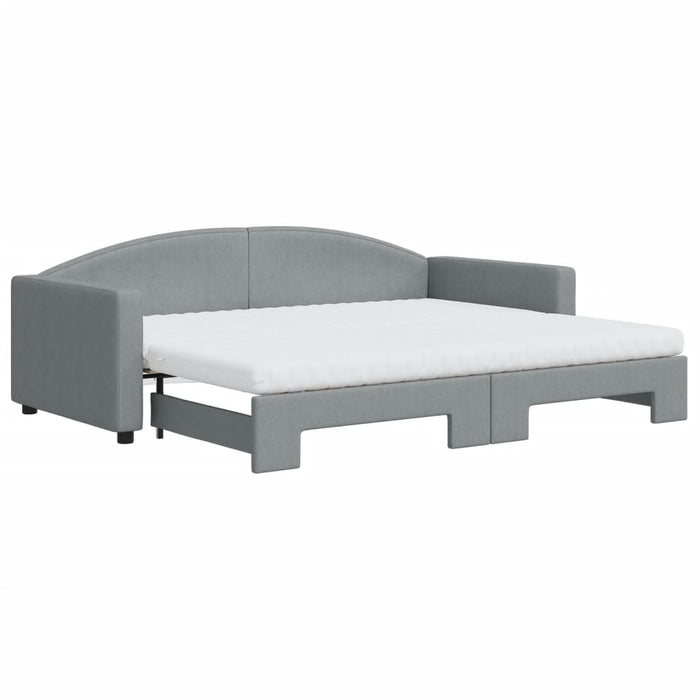 Pat de zi cu extensie și saltele, gri deschis 90x200 cm textil - WALTI WALTI