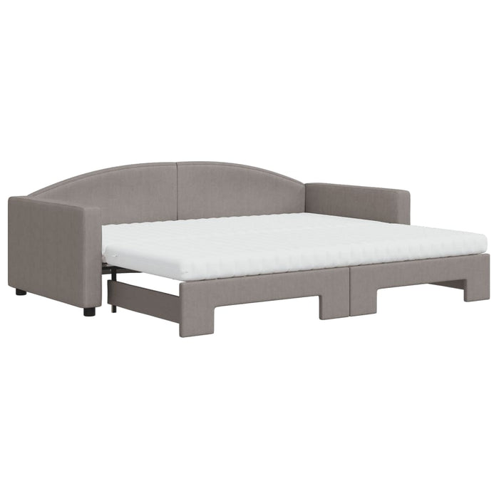 Pat de zi cu extensie și saltele, gri taupe, 90x200 cm, textil - WALTI WALTI