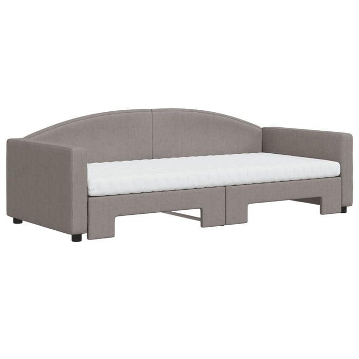 Pat de zi cu extensie și saltele, gri taupe, 90x200 cm, textil - WALTI WALTI