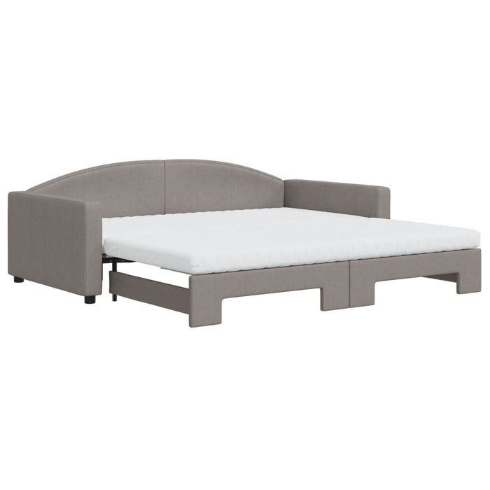 Pat de zi cu extensie și saltele, gri taupe, 100x200 cm, textil - WALTI WALTI