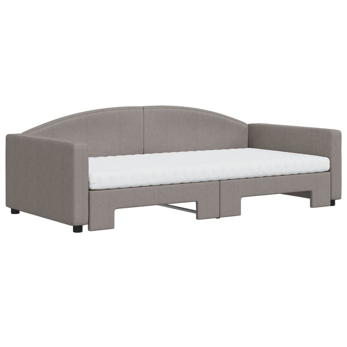 Pat de zi cu extensie și saltele, gri taupe, 100x200 cm, textil - WALTI WALTI