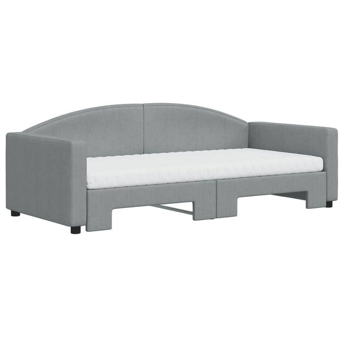 Pat de zi cu extensie și saltele, gri deschis 90x190 cm textil WALTI