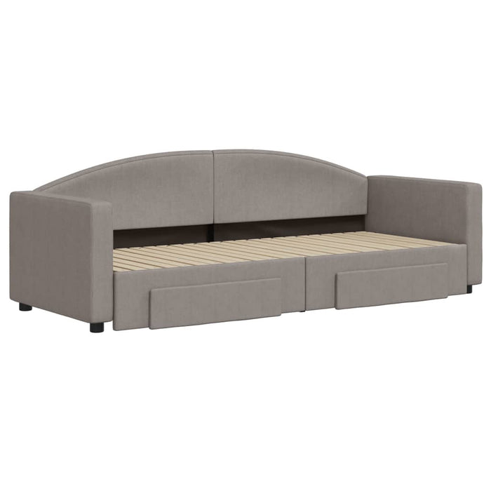 Pat de zi cu extensie și sertare, gri taupe, 80x200 cm, textil - WALTI WALTI