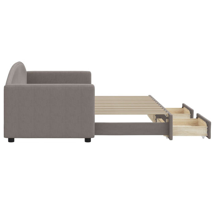 Pat de zi cu extensie și sertare, gri taupe, 80x200 cm, textil - WALTI WALTI