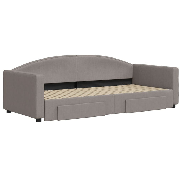 Pat de zi cu extensie și sertare, gri taupe, 90x200 cm, textil - WALTI WALTI