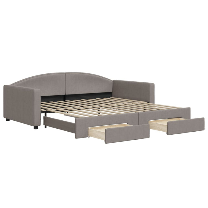 Pat de zi cu extensie și sertare, gri taupe, 100x200 cm, textil - WALTI WALTI