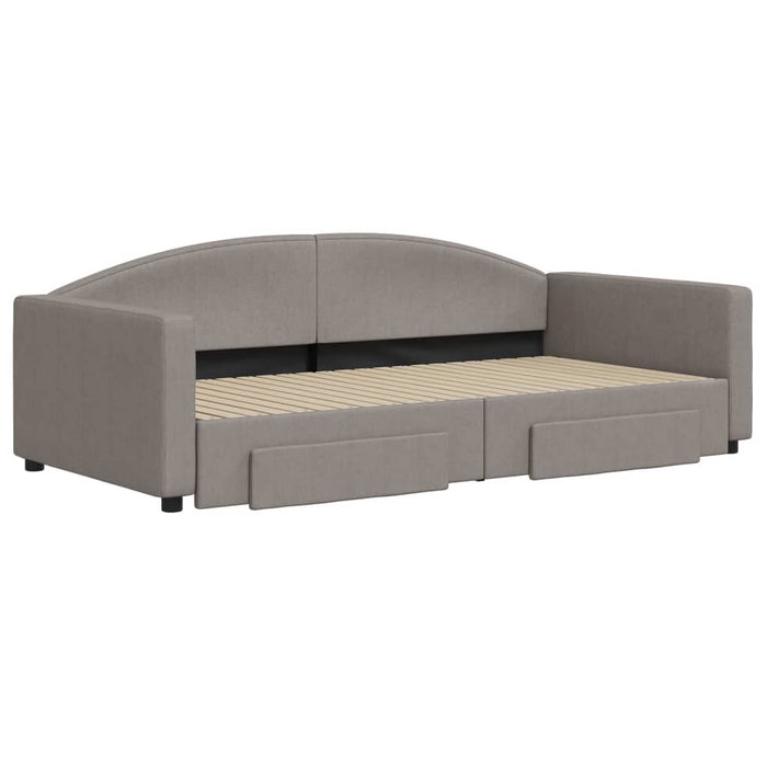 Pat de zi cu extensie și sertare, gri taupe, 100x200 cm, textil - WALTI WALTI
