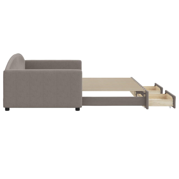 Pat de zi cu extensie și sertare, gri taupe, 100x200 cm, textil - WALTI WALTI