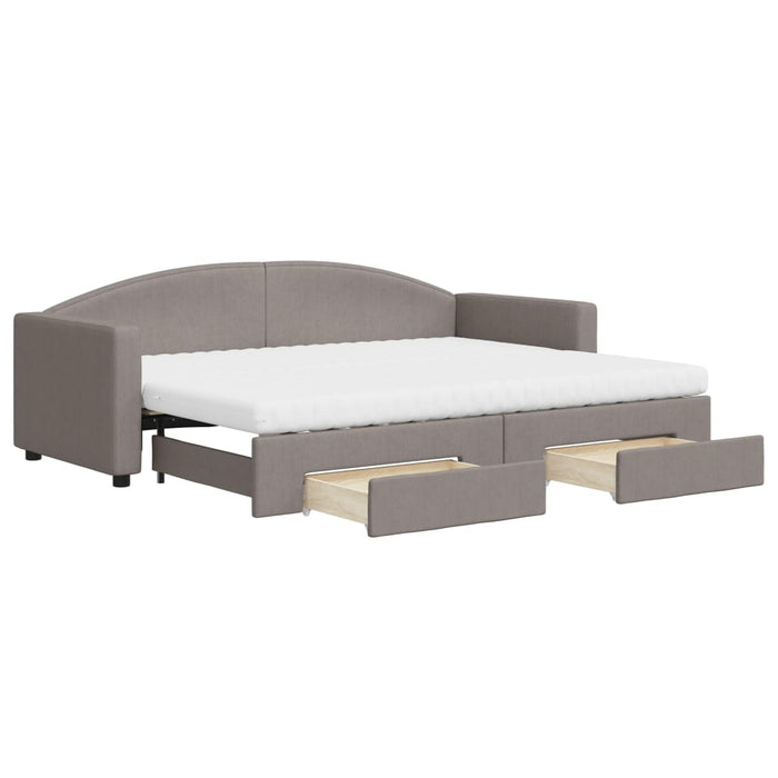 Pat de zi cu extensie și sertare, gri taupe, 80x200 cm, textil - WALTI WALTI