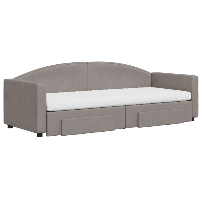 Pat de zi cu extensie și sertare, gri taupe, 80x200 cm, textil - WALTI WALTI