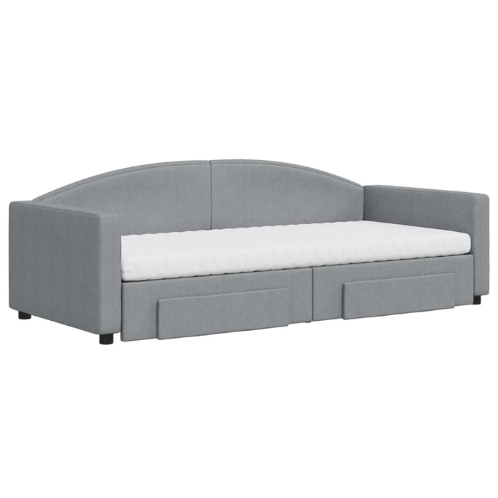 Pat de zi cu extensie și sertare, gri deschis, 90x200 cm textil - WALTI WALTI