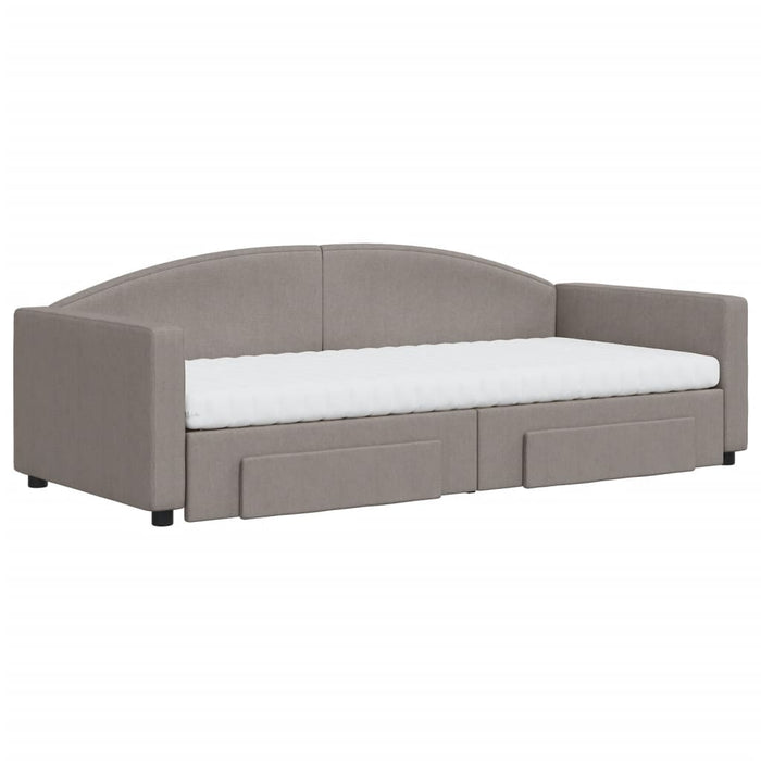 Pat de zi cu extensie și sertare, gri taupe, 90x200 cm, textil - WALTI WALTI
