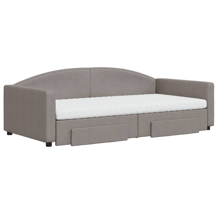 Pat de zi cu extensie și sertare, gri taupe, 100x200 cm, textil - WALTI WALTI