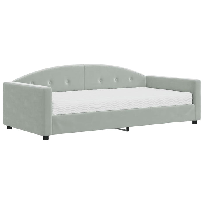 Pat de zi cu saltea, gri deschis, 100x200 cm, catifea - WALTI WALTI