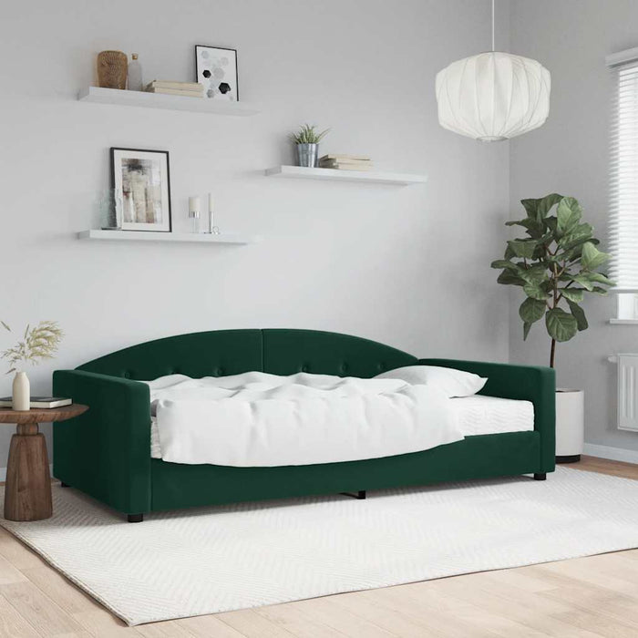 Pat de zi cu saltea, verde închis, 100x200 cm, catifea - WALTI WALTI