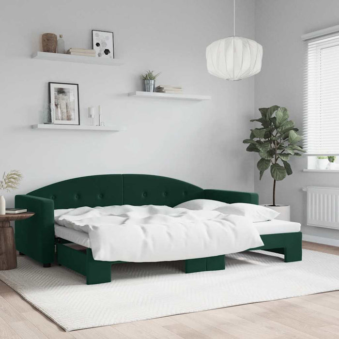 Pat de zi cu extensie, verde închis, 80x200 cm, catifea WALTI