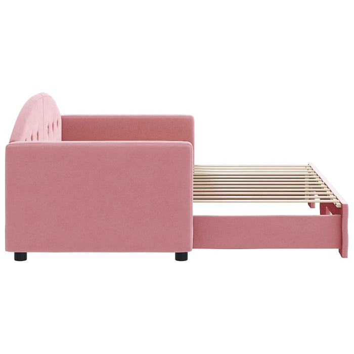 Pat de zi cu extensie, roz, 80x200 cm, catifea WALTI