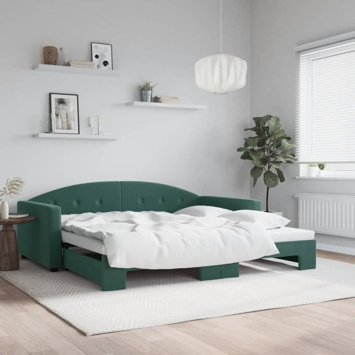 Pat de zi cu extensie, verde închis, 100x200 cm, catifea - WALTI WALTI