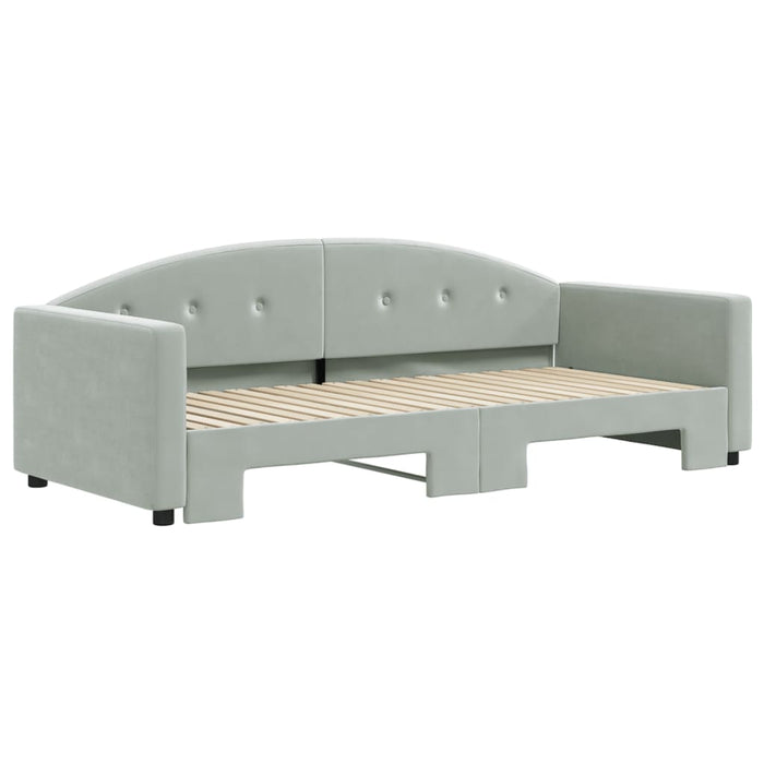 Pat de zi cu extensie, gri deschis, 90x190 cm, catifea WALTI