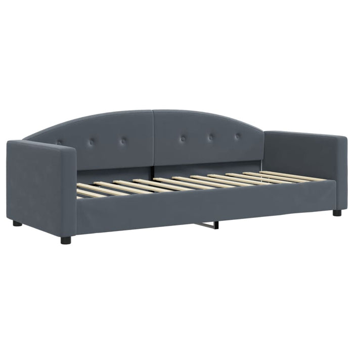 Pat de zi cu extensie și saltele gri închis 80x200 cm catifea - WALTI WALTI