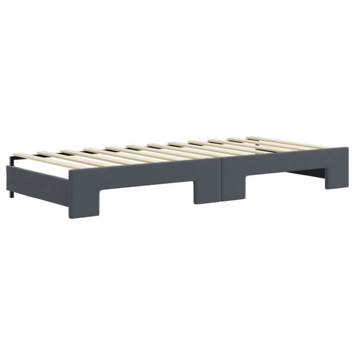 Pat de zi cu extensie și saltele, gri închis 90x200 cm catifea - WALTI WALTI