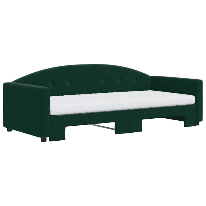 Pat de zi cu extensie și saltele verde închis 90x200 cm catifea - WALTI WALTI