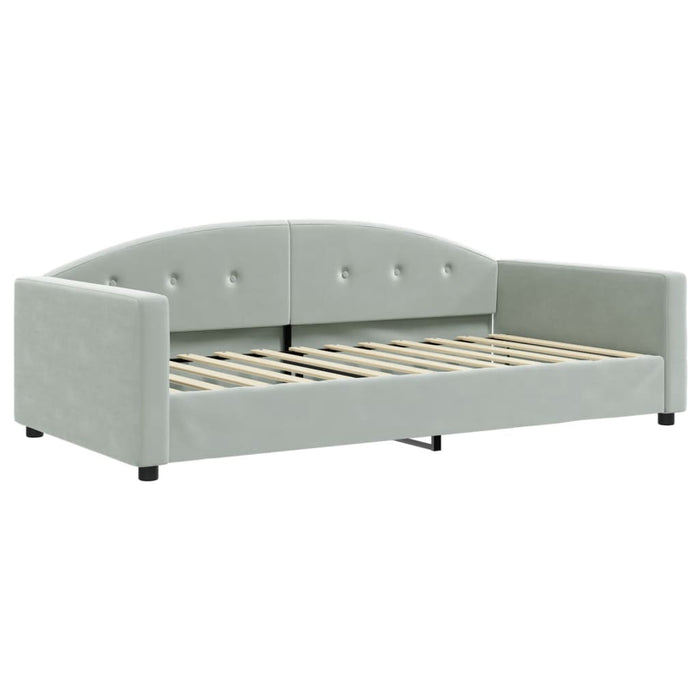 Pat de zi cu extensie și saltele gri deschis 100x200 cm catifea - WALTI WALTI