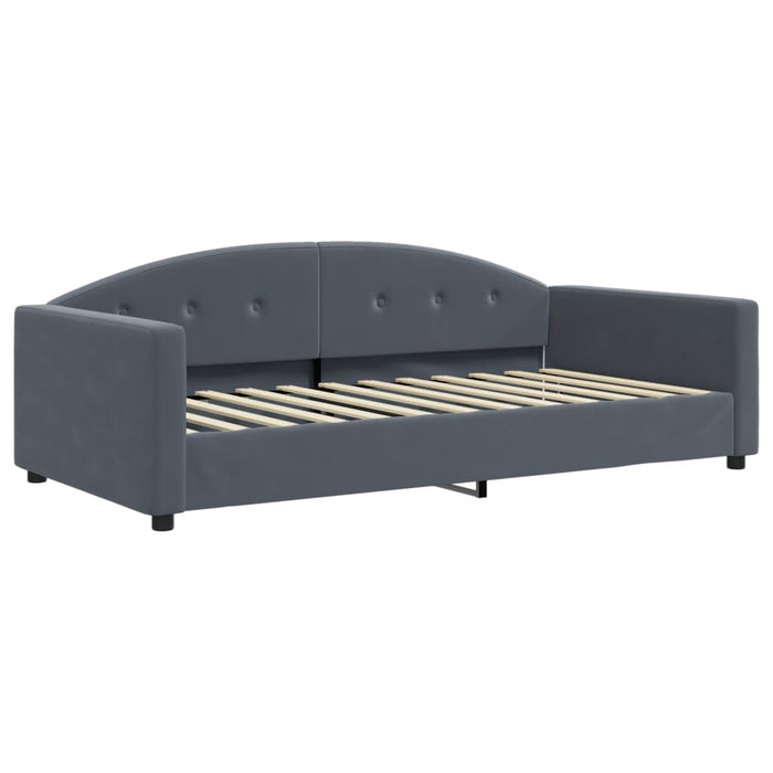Pat de zi cu extensie și saltele, gri închis 100x200 cm catifea - WALTI WALTI