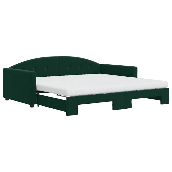 Pat de zi cu extensie și saltele verde închis 100x200cm catifea - WALTI WALTI