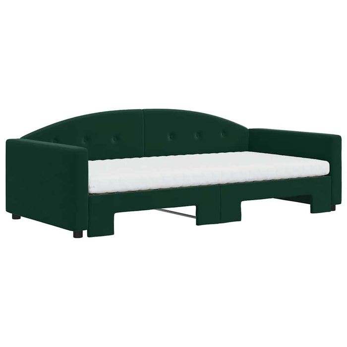 Pat de zi cu extensie și saltele verde închis 100x200cm catifea - WALTI WALTI