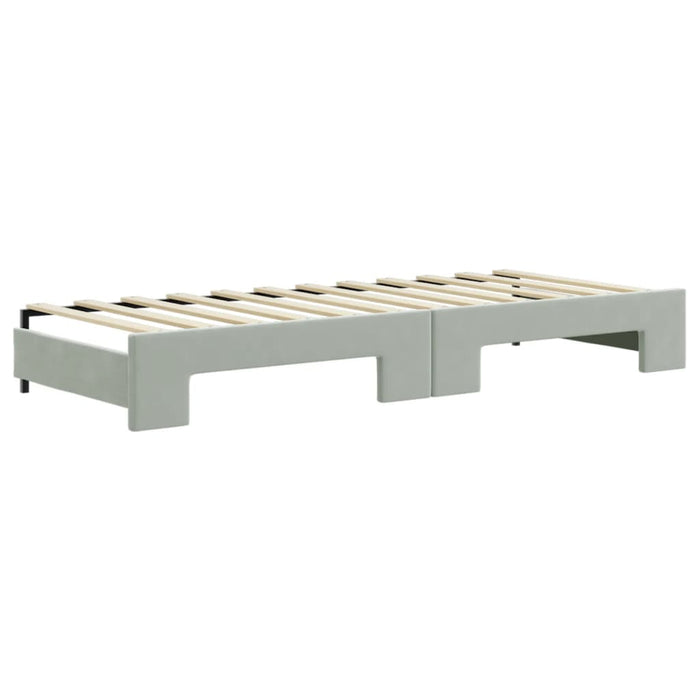 Pat de zi cu extensie și sertare, gri deschis 80x200 cm catifea - WALTI WALTI
