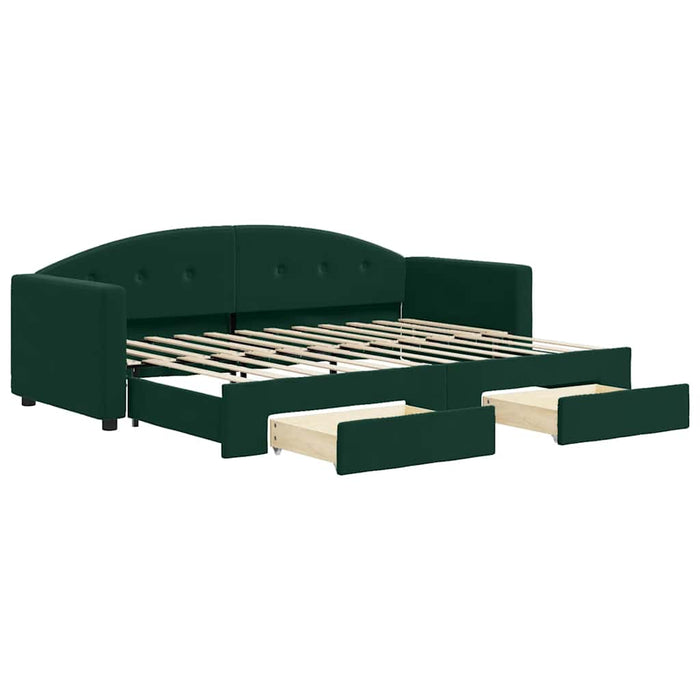 Pat de zi cu extensie și sertare verde închis 80x200 cm catifea WALTI