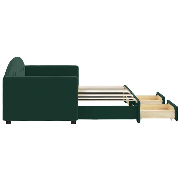 Pat de zi cu extensie și sertare verde închis 80x200 cm catifea WALTI