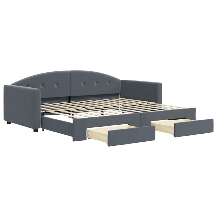 Pat de zi cu extensie și sertare gri închis 90x200 cm catifea - WALTI WALTI