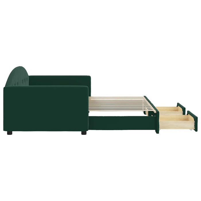 Pat de zi cu extensie și sertare verde închis 90x200 cm catifea - WALTI WALTI