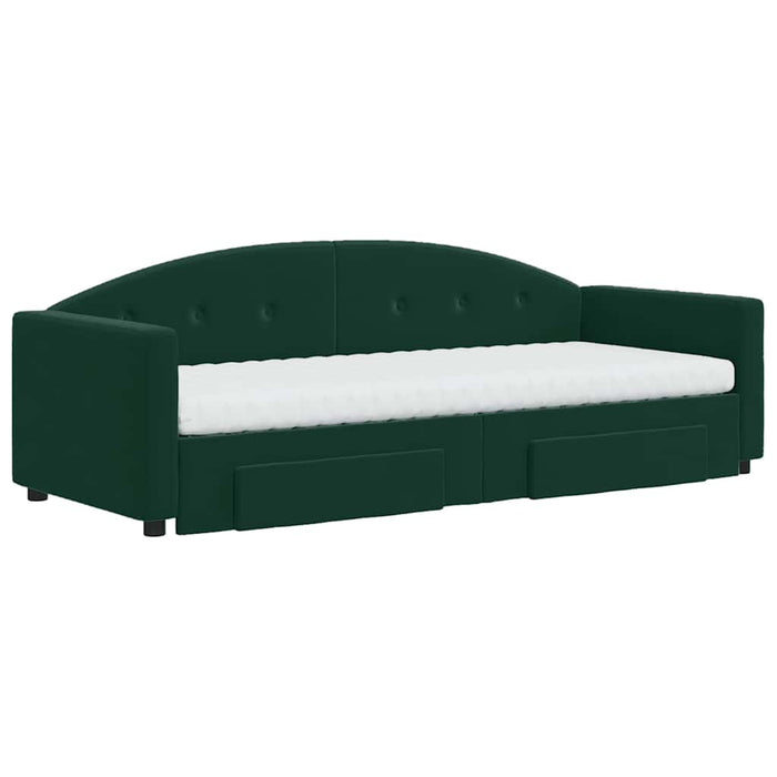 Pat de zi cu extensie și sertare verde închis 80x200 cm catifea WALTI