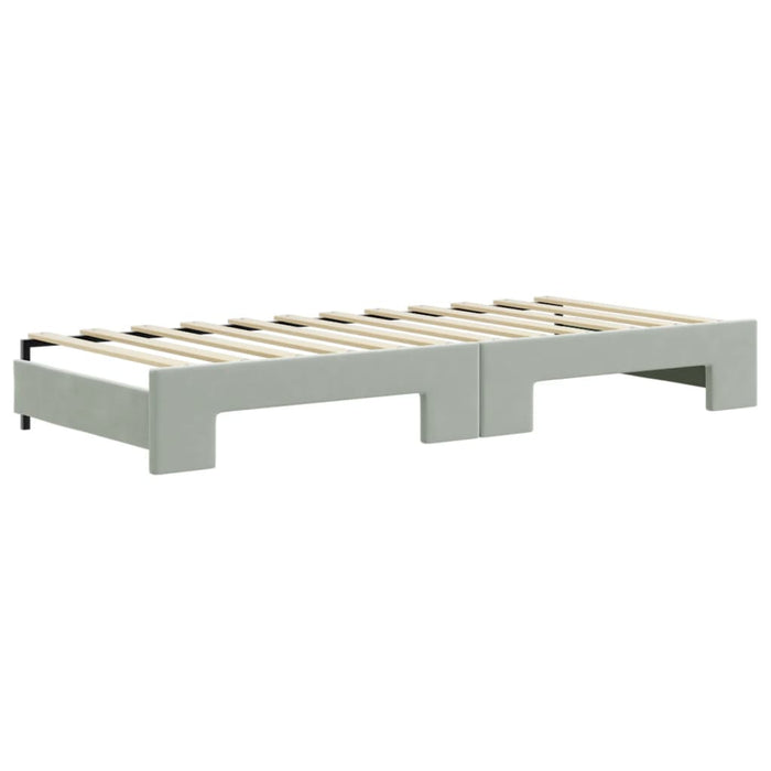 Pat de zi cu extensie și sertare, gri deschis 90x200 cm catifea - WALTI WALTI